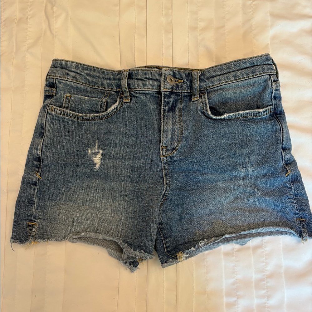 Anthropologie Blue Jean Shorts Distressed Cut-Off